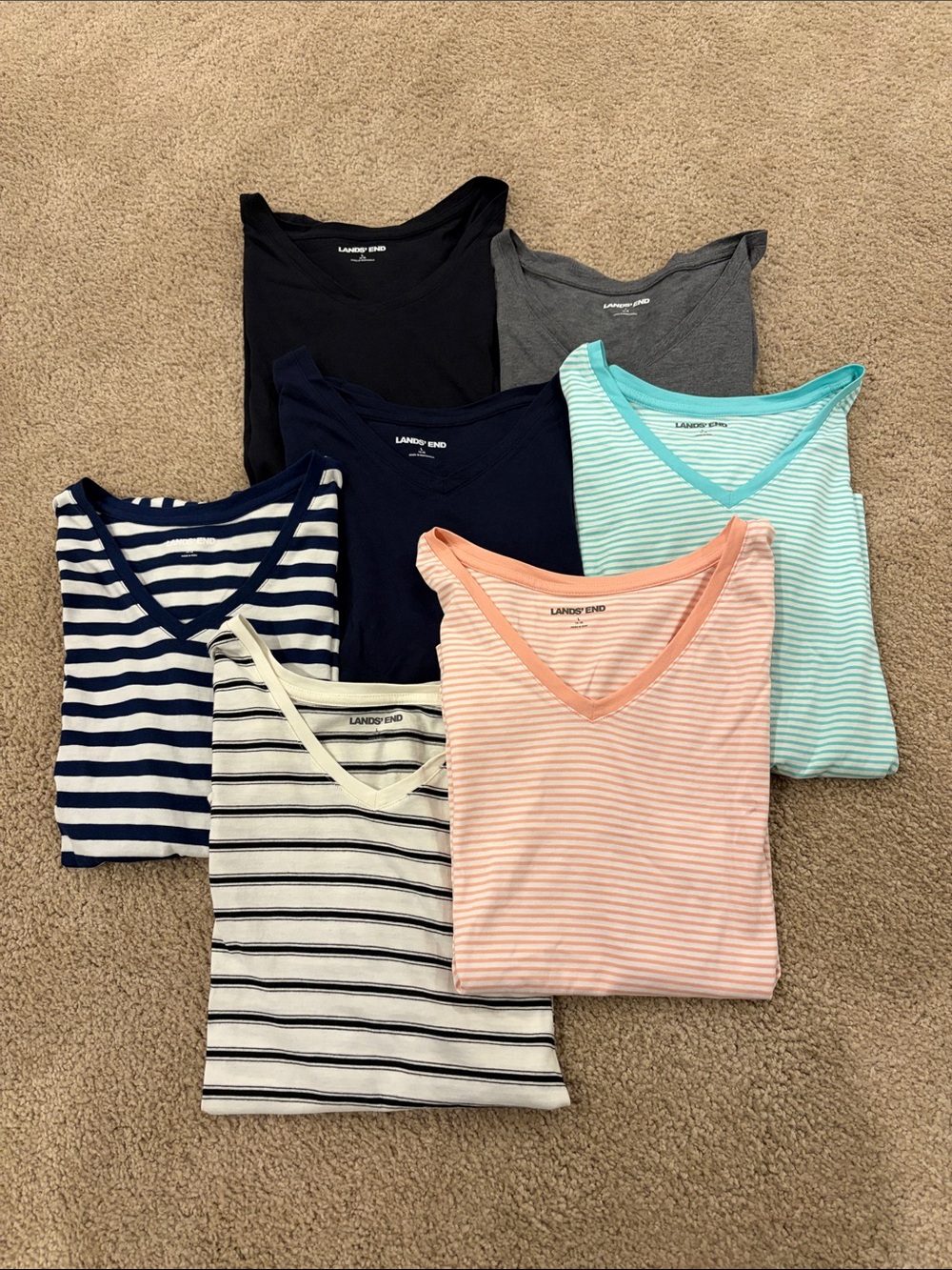 Lands' End Women’s Short Sleeve V-Neck Tees - pack of 7